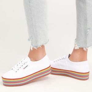 Superga | Platform Rainbow Multi Stripe Sneakers